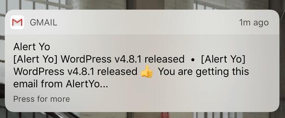 Email alert on Gmail app